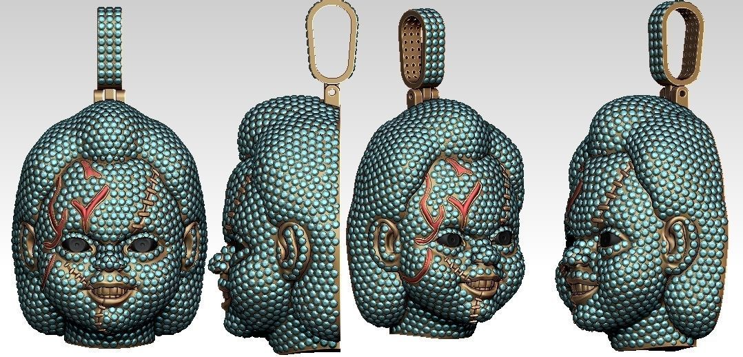 Custom Diamond Chucky Face Pendant