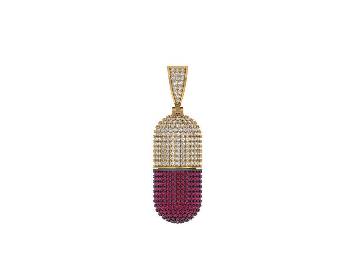 Custom Diamond and Sapphire Capsule Pendant