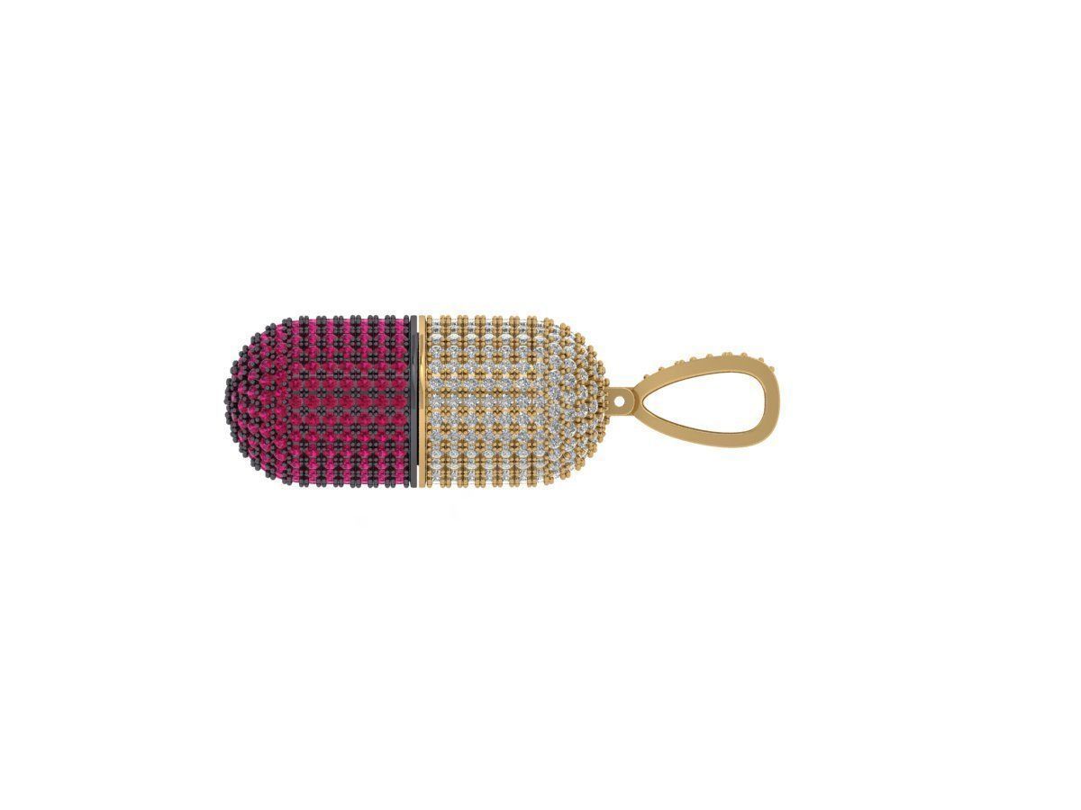 Custom Diamond and Sapphire Capsule Pendant