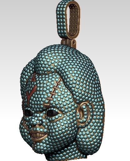 Custom Diamond Chucky Face Pendant