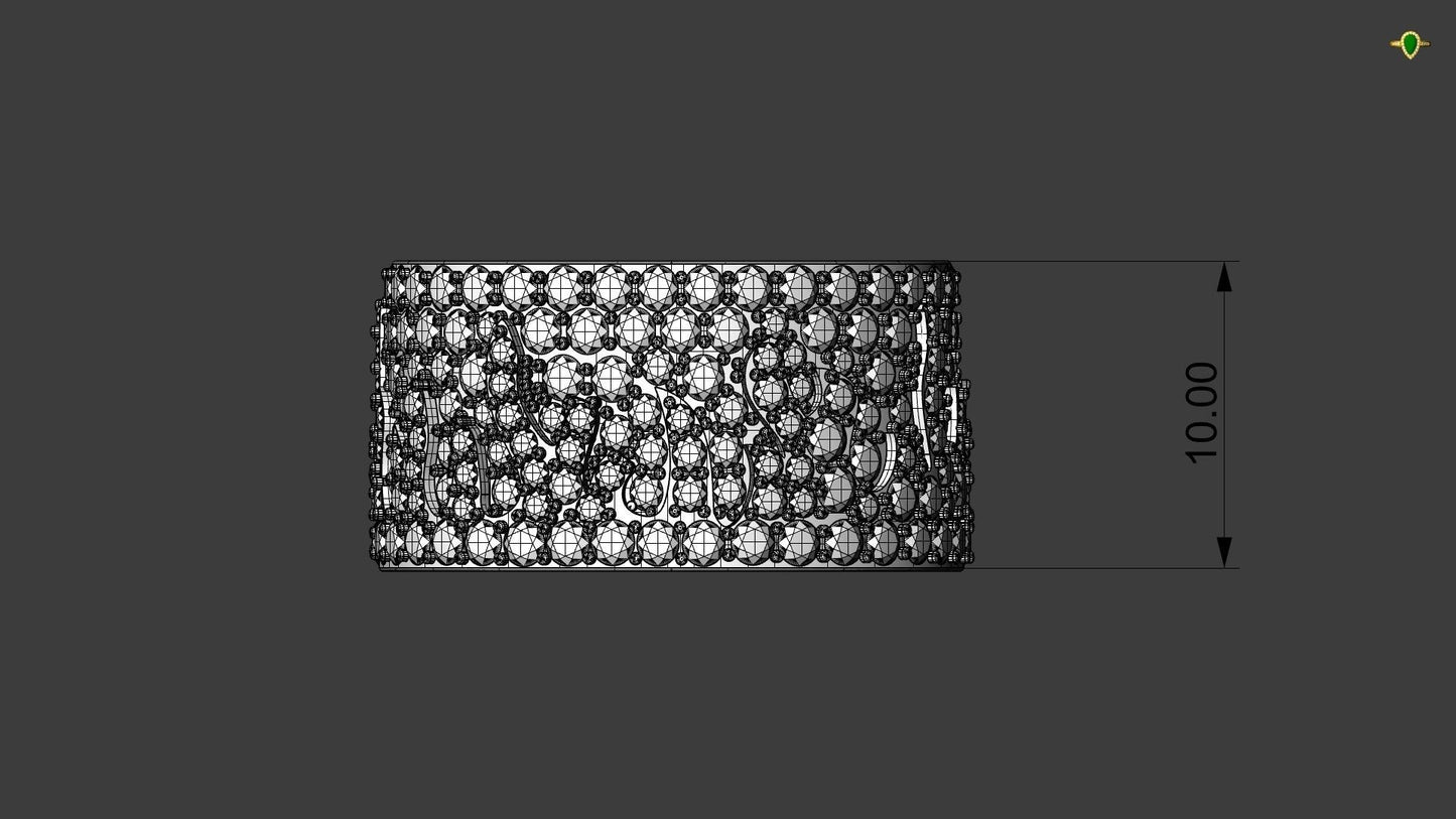 Custom Diamond Fire Flame Eternity Band