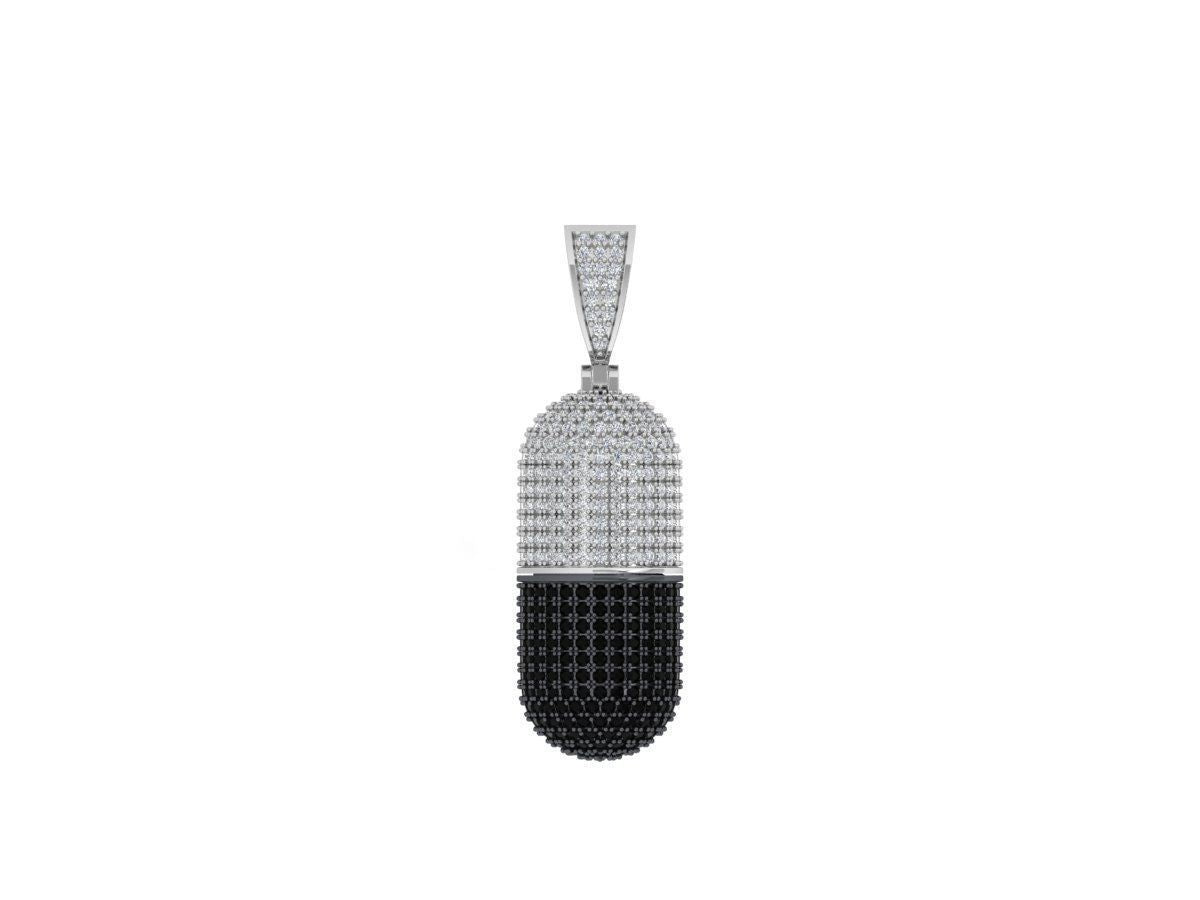 Custom Diamond and Sapphire Capsule Pendant