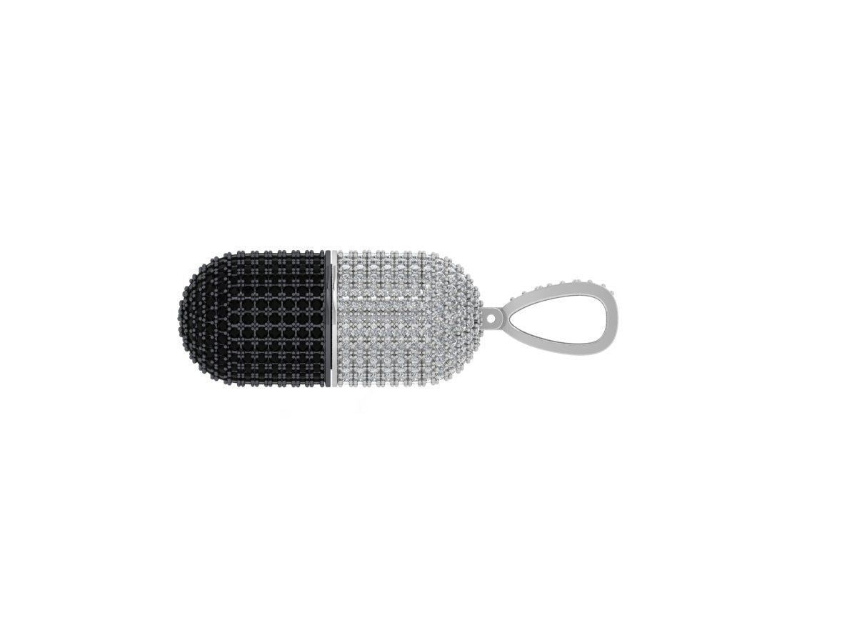 Custom Diamond and Sapphire Capsule Pendant