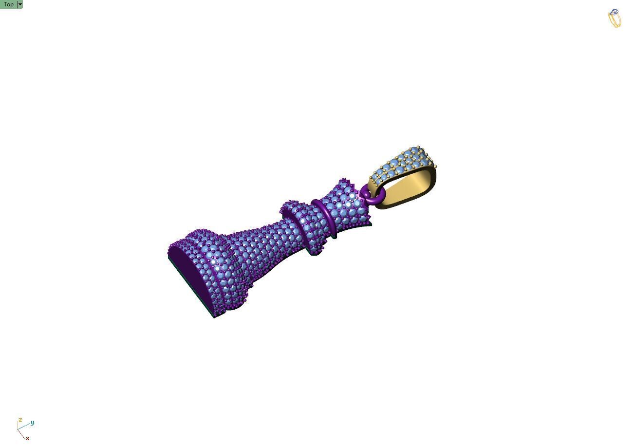 Custom Diamond Chess Piece - Queen Pendant