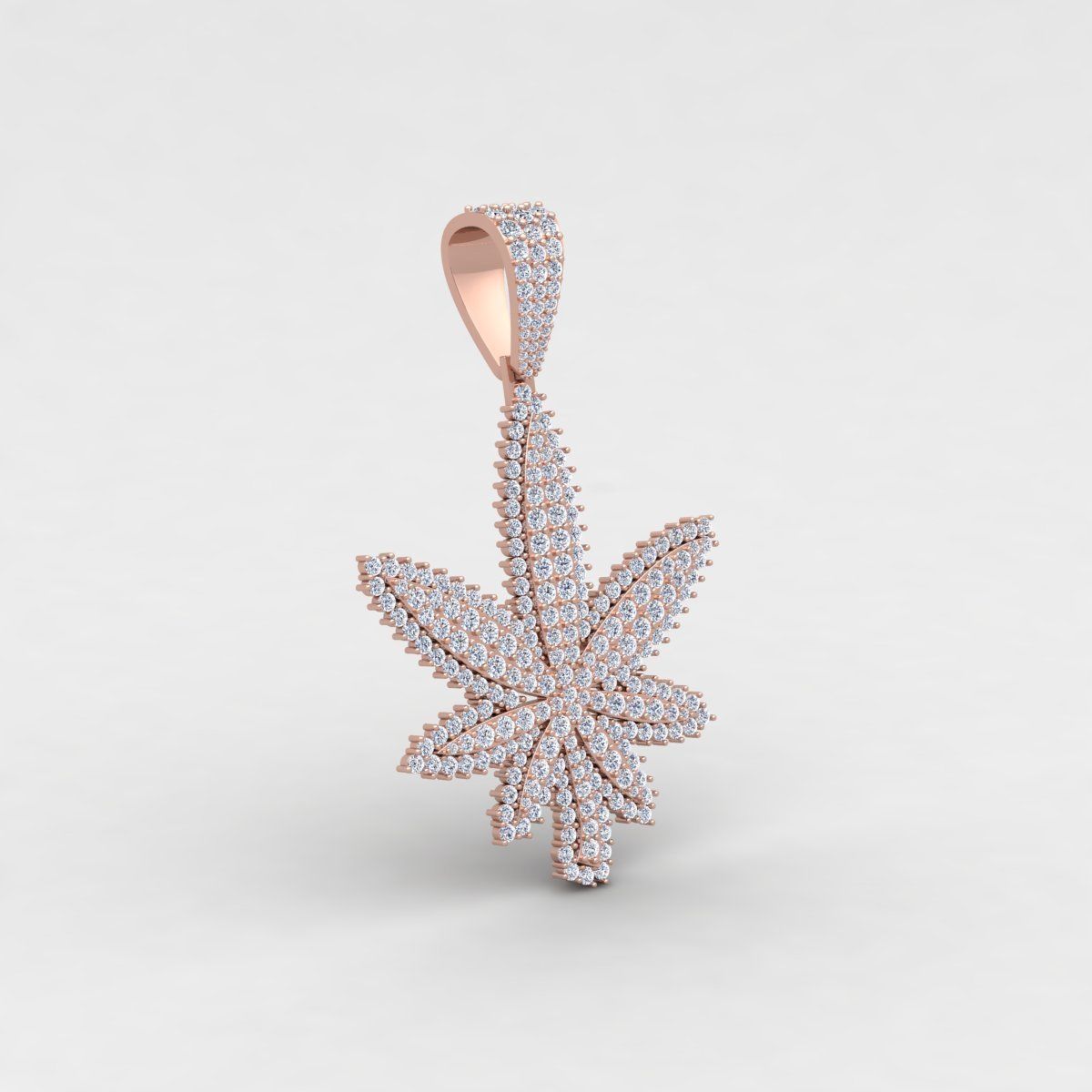 Custom Diamond Marijuana Leaf Pendant