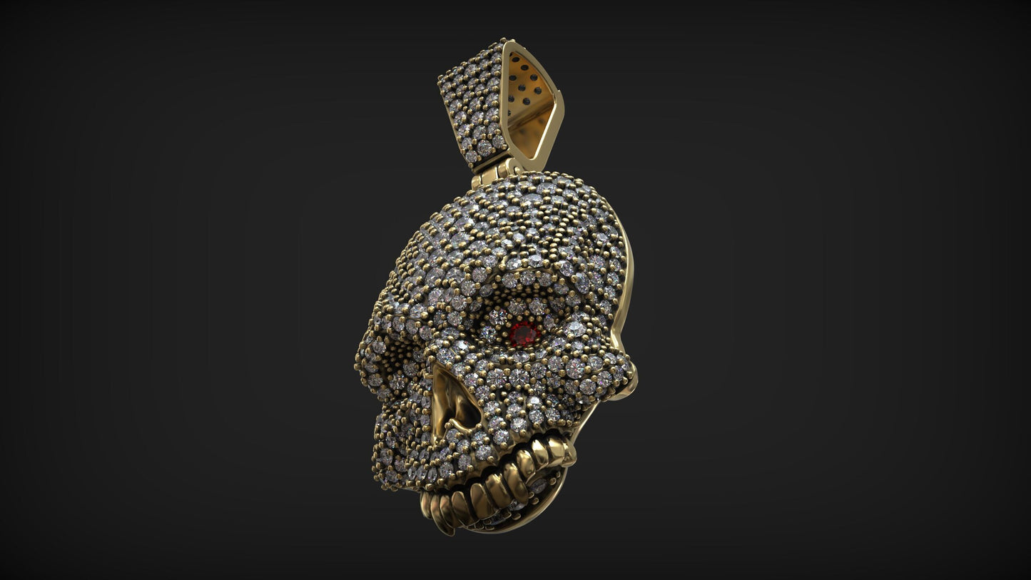 Custom Diamond Iced Out Skull Pendant
