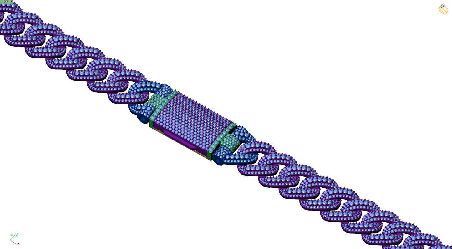 15mm Custom Raised Diamond Cuban Link Chain 22"