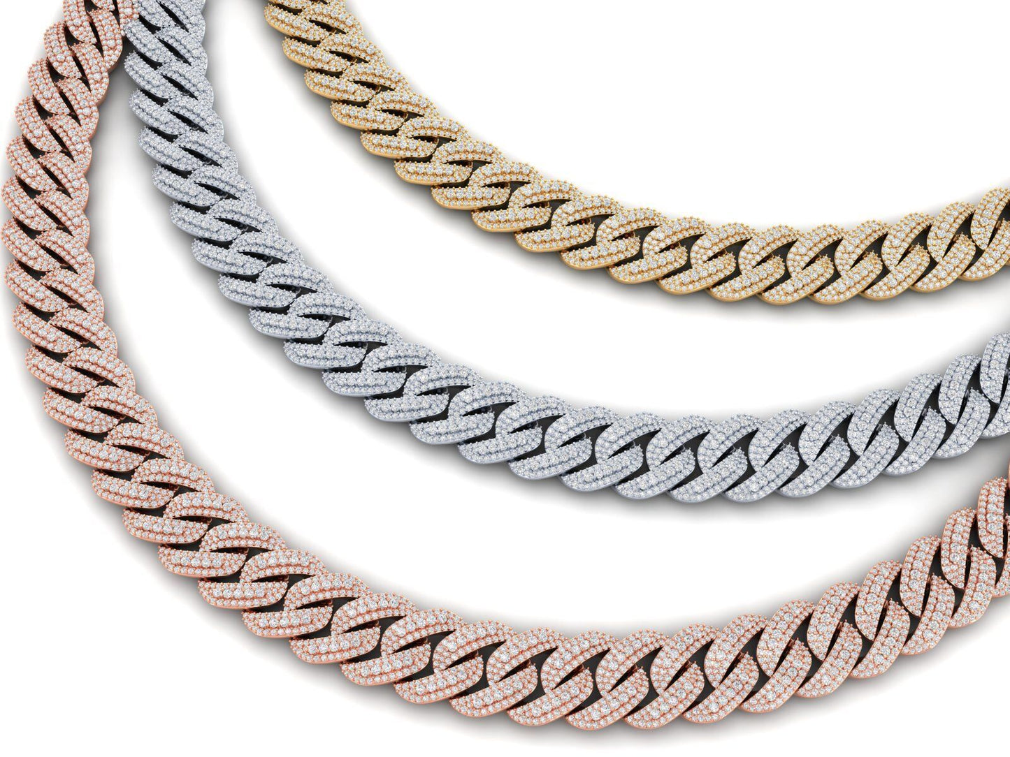 15mm Custom Raised Diamond Cuban Link Chain 22"