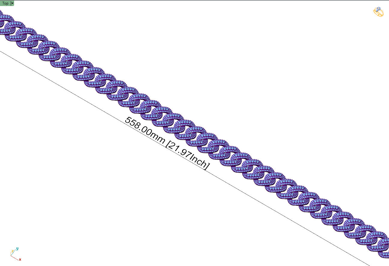 15mm Custom Raised Diamond Cuban Link Chain 22"