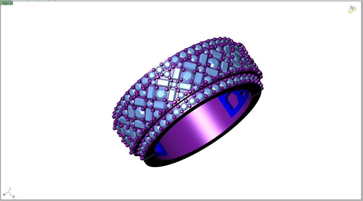 Custom Diamond Ring - Baguette And Round Cross Cross Ring