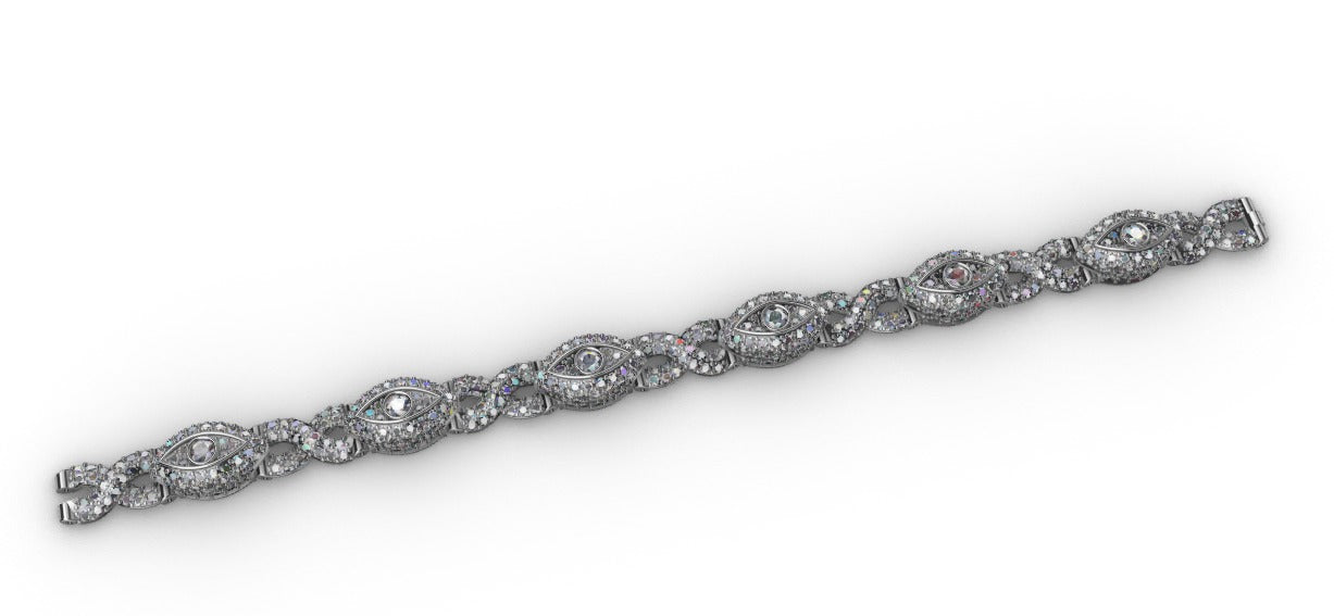 8MM Infinity 10.15 CT Diamond Evil Eye Link Bracelet 14K Solid Gold 7"