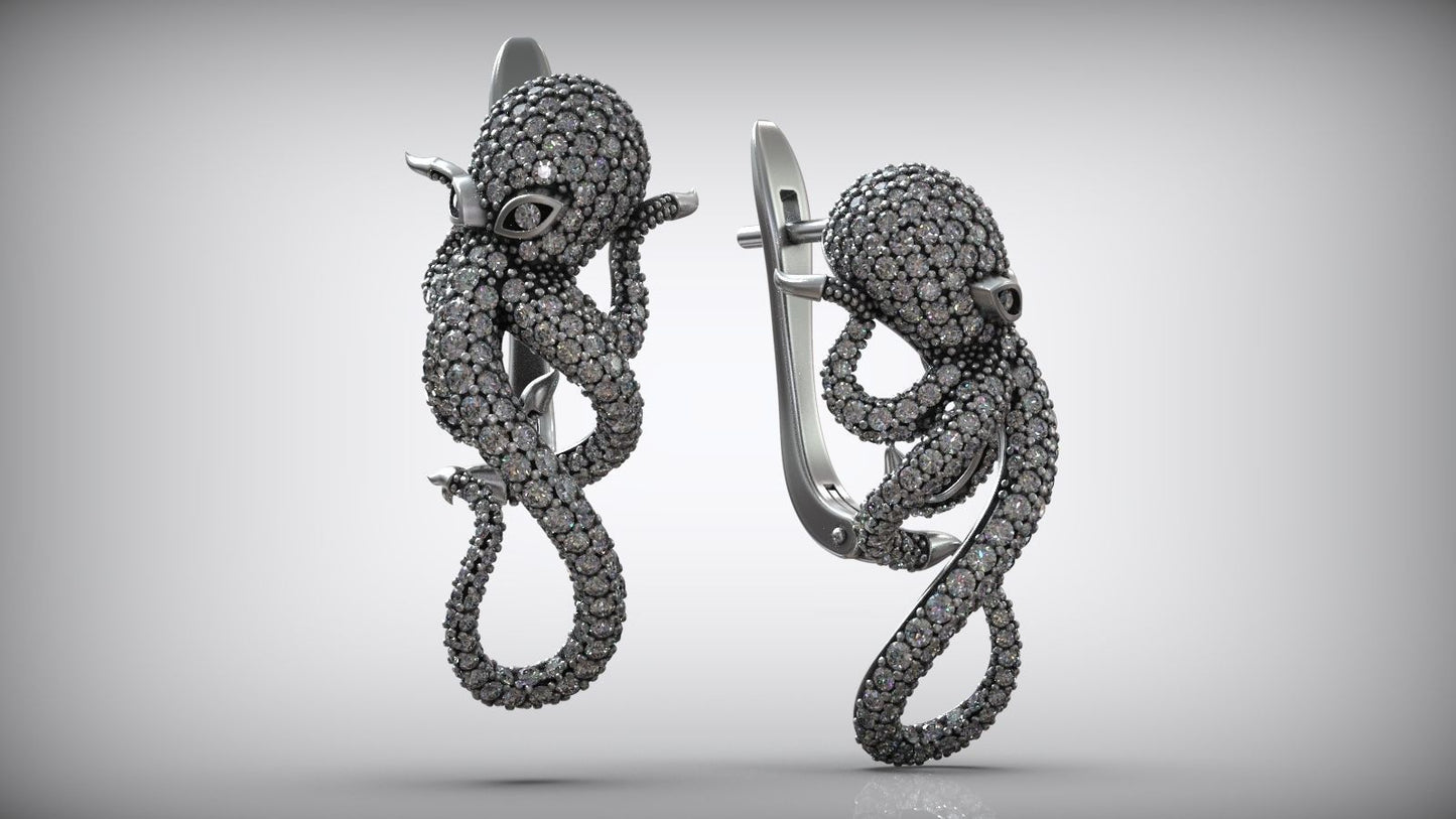 Ocean Octopus Diamond Earrings