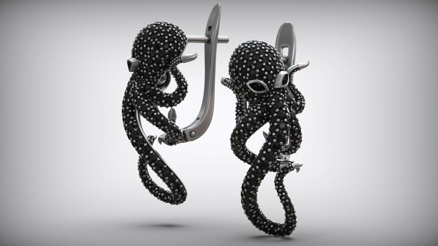 Ocean Octopus Diamond Earrings