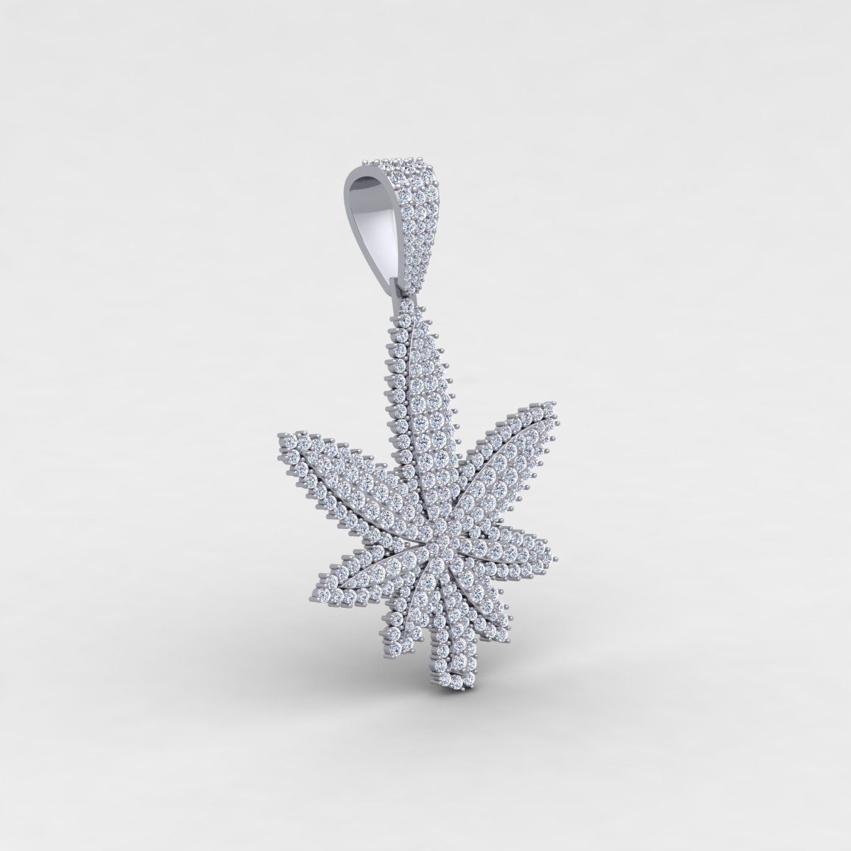 Custom Diamond Marijuana Leaf Pendant