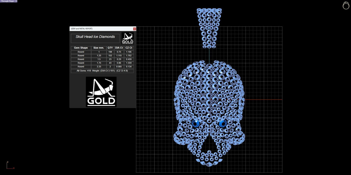 Custom Diamond Iced Out Skull Pendant
