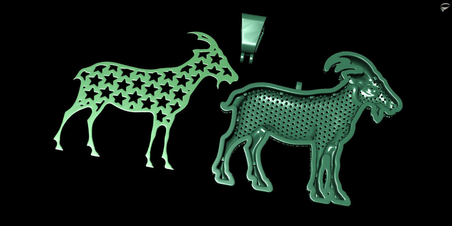 Custom Diamond Iced Out Goat Pendant