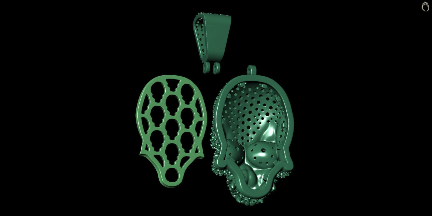Custom Diamond Iced Out Skull Pendant