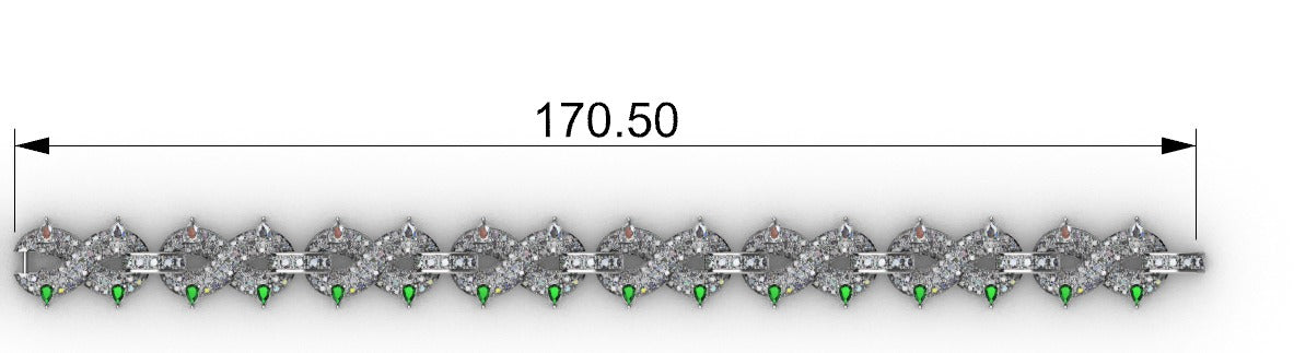 10.31 Ct Custom Pear Shaped and Round Diamond Hiphop Infinity Bracelet 7"