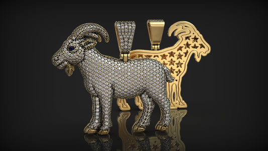 Custom Diamond Iced Out Goat Pendant