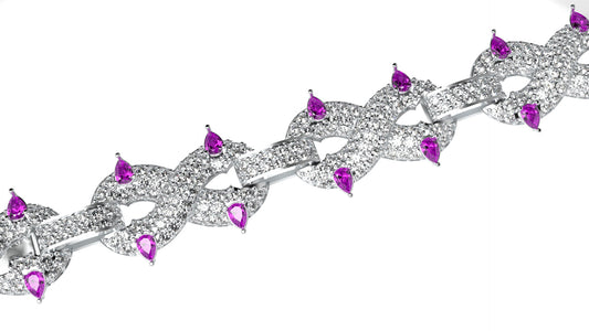 10.31 Ct Custom Pear Shaped and Round Diamond Hiphop Infinity Bracelet 7"