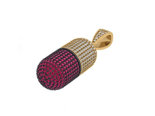 Custom Diamond and Sapphire Capsule Pendant