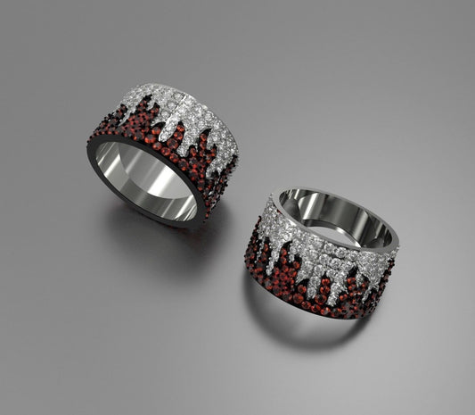 Custom Diamond Fire Flame Eternity Band