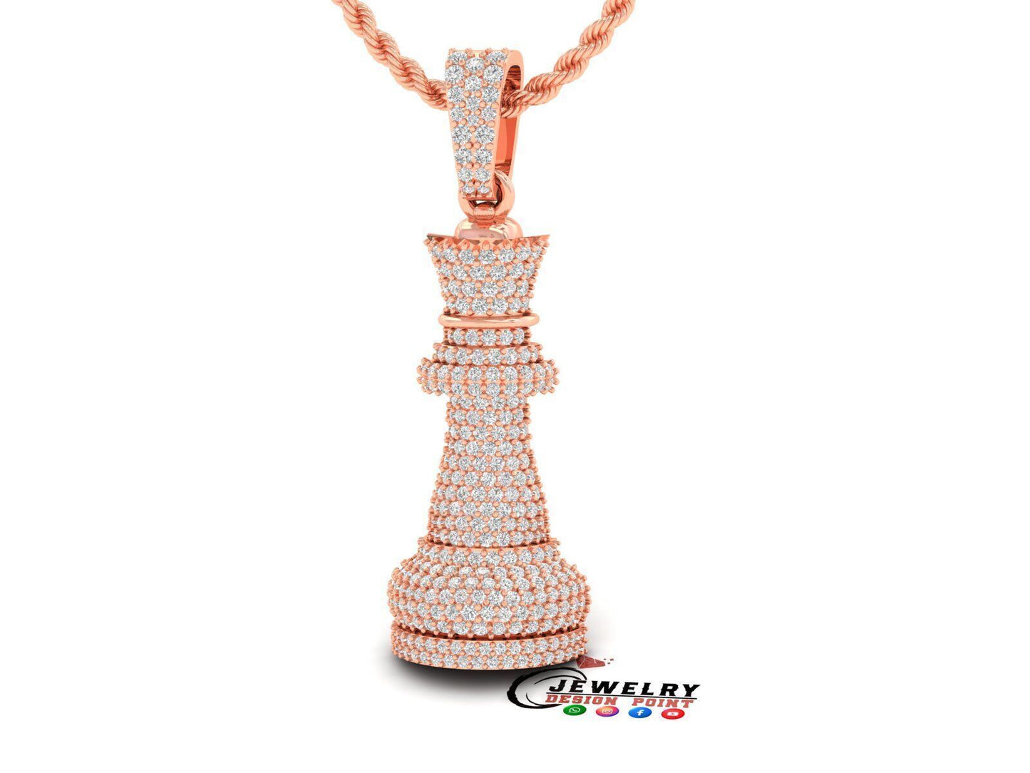 Custom Diamond Chess Piece - Queen Pendant