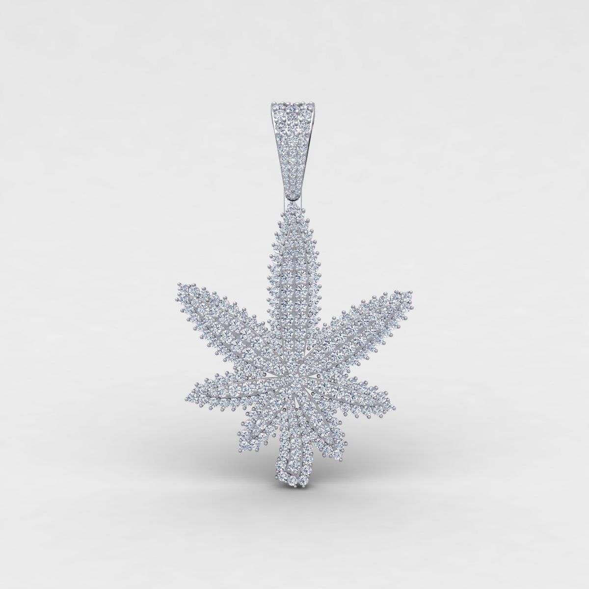 Custom Diamond Marijuana Leaf Pendant