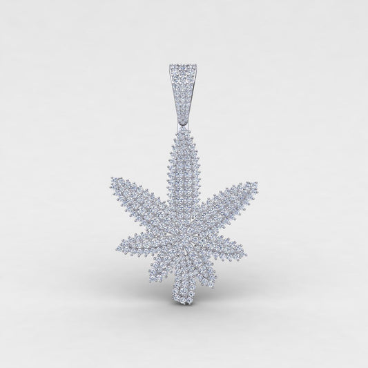 Custom Diamond Marijuana Leaf Pendant