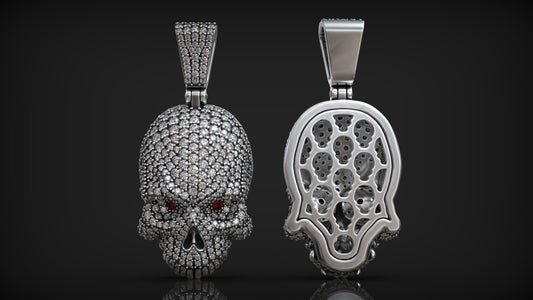 Custom Diamond Iced Out Skull Pendant