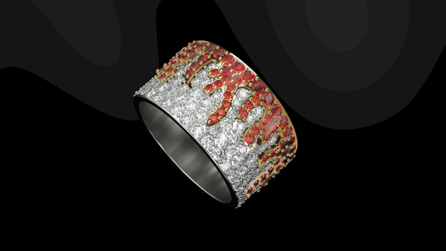 Custom Diamond Fire Flame Eternity Band