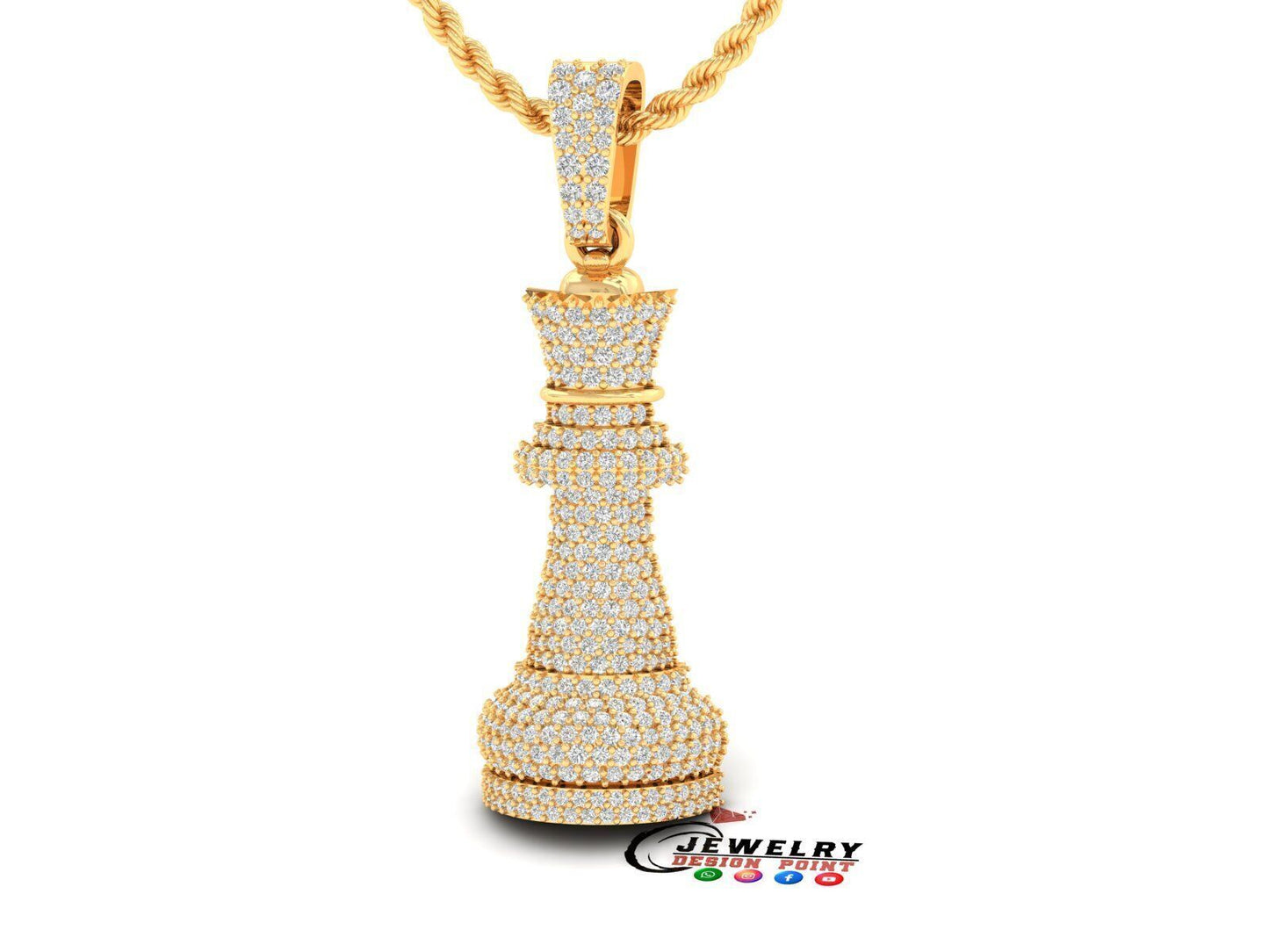 Custom Diamond Chess Piece - Queen Pendant
