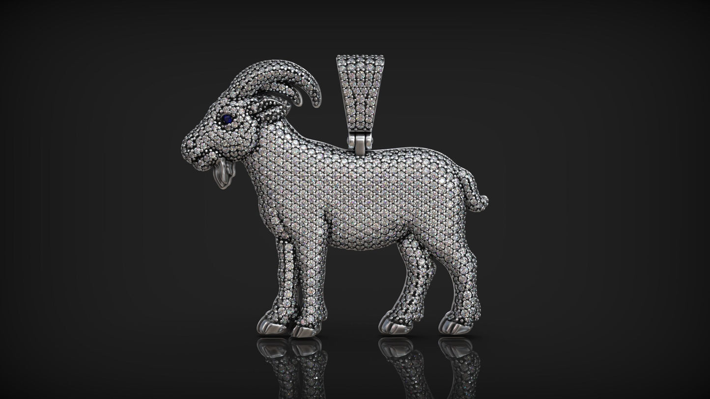 Custom Diamond Iced Out Goat Pendant