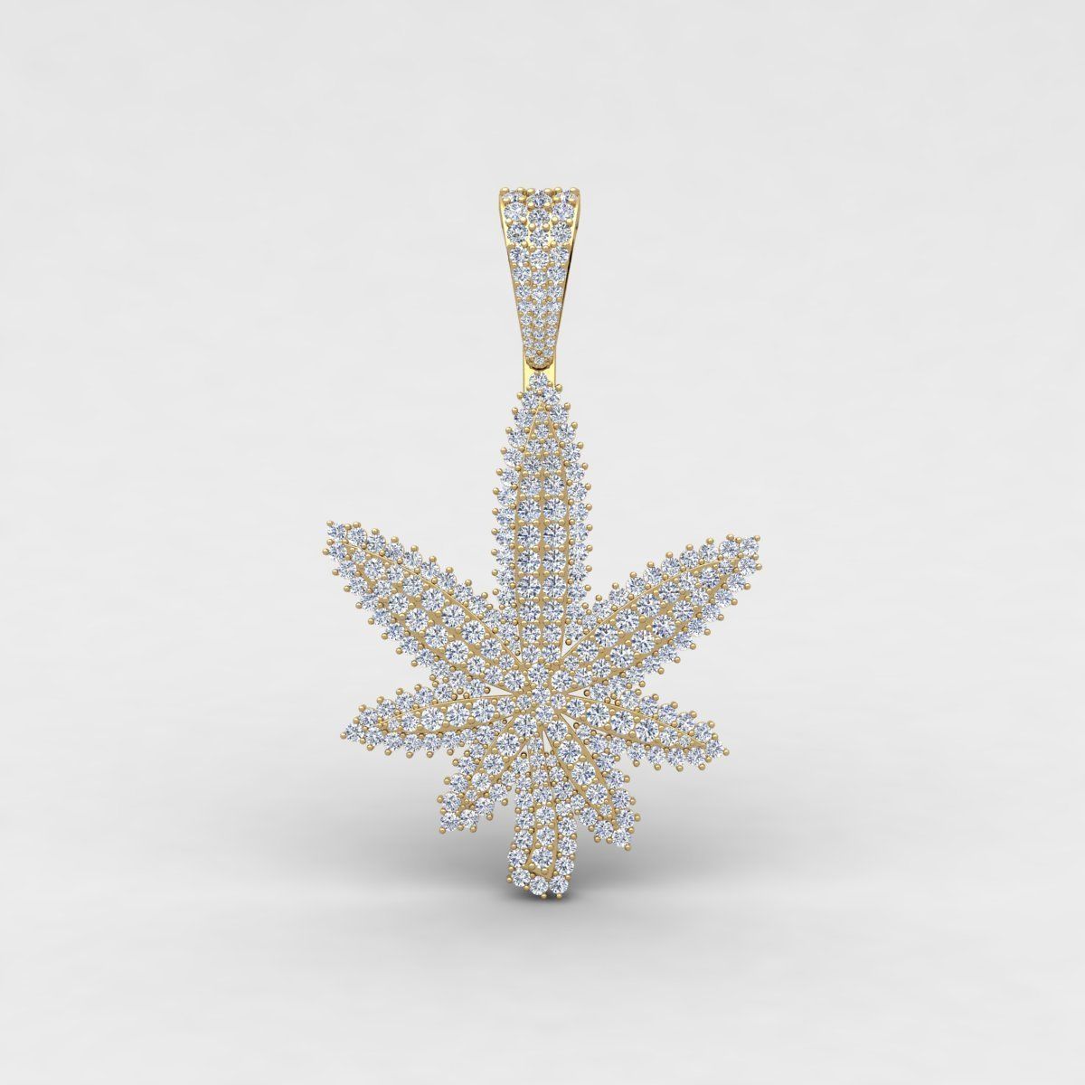 Custom Diamond Marijuana Leaf Pendant