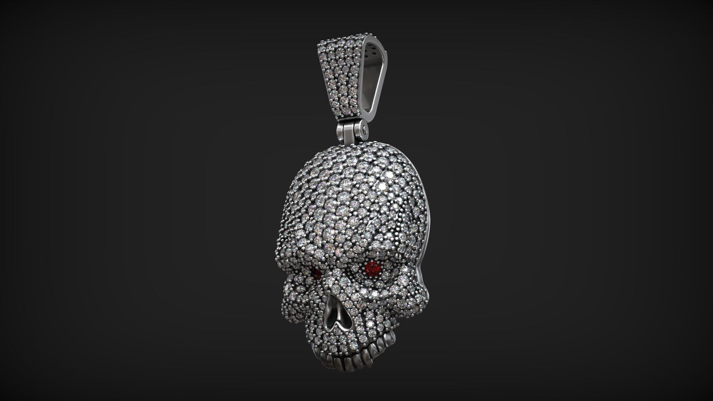 Custom Diamond Iced Out Skull Pendant