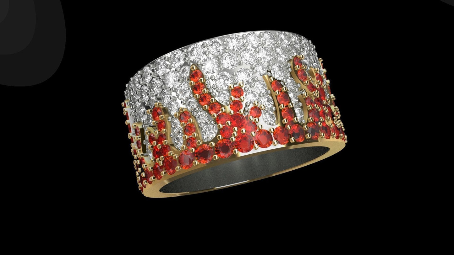 Custom Diamond Fire Flame Eternity Band