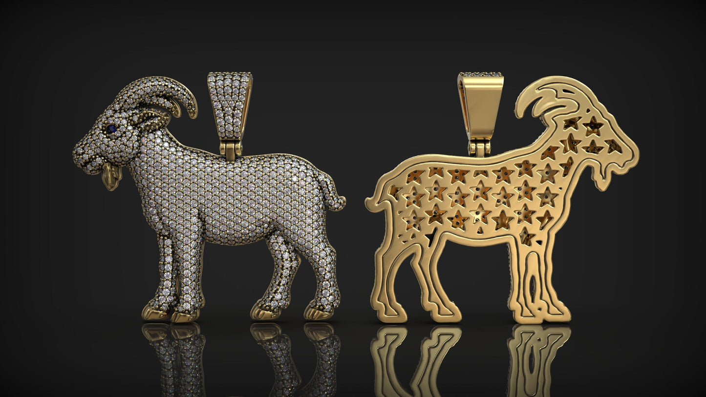 Custom Diamond Iced Out Goat Pendant
