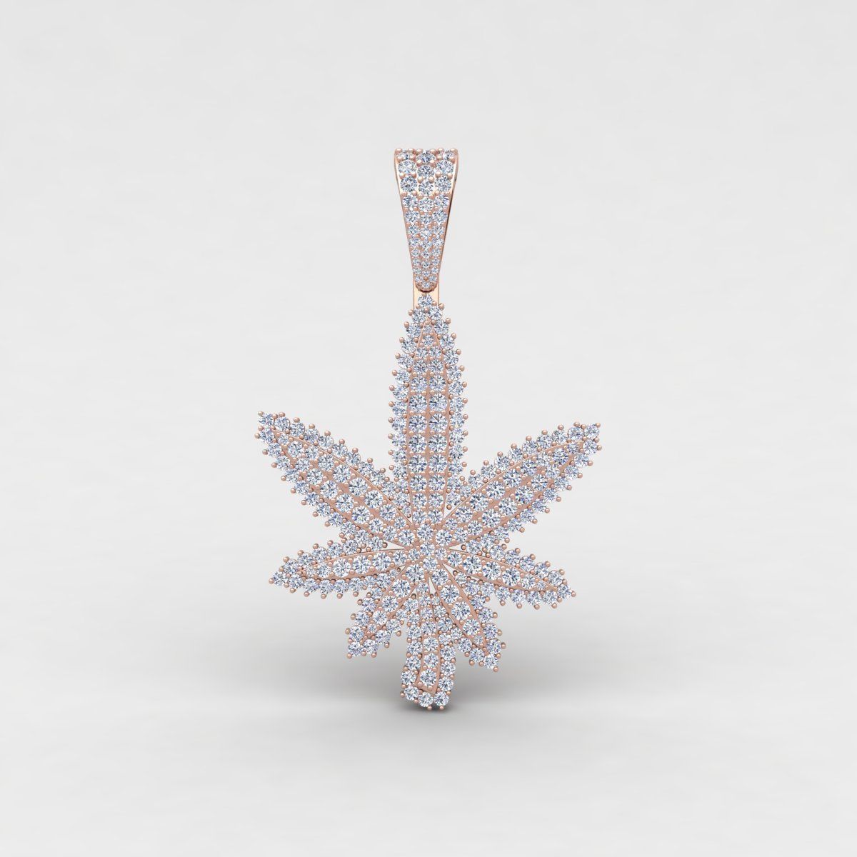 Custom Diamond Marijuana Leaf Pendant