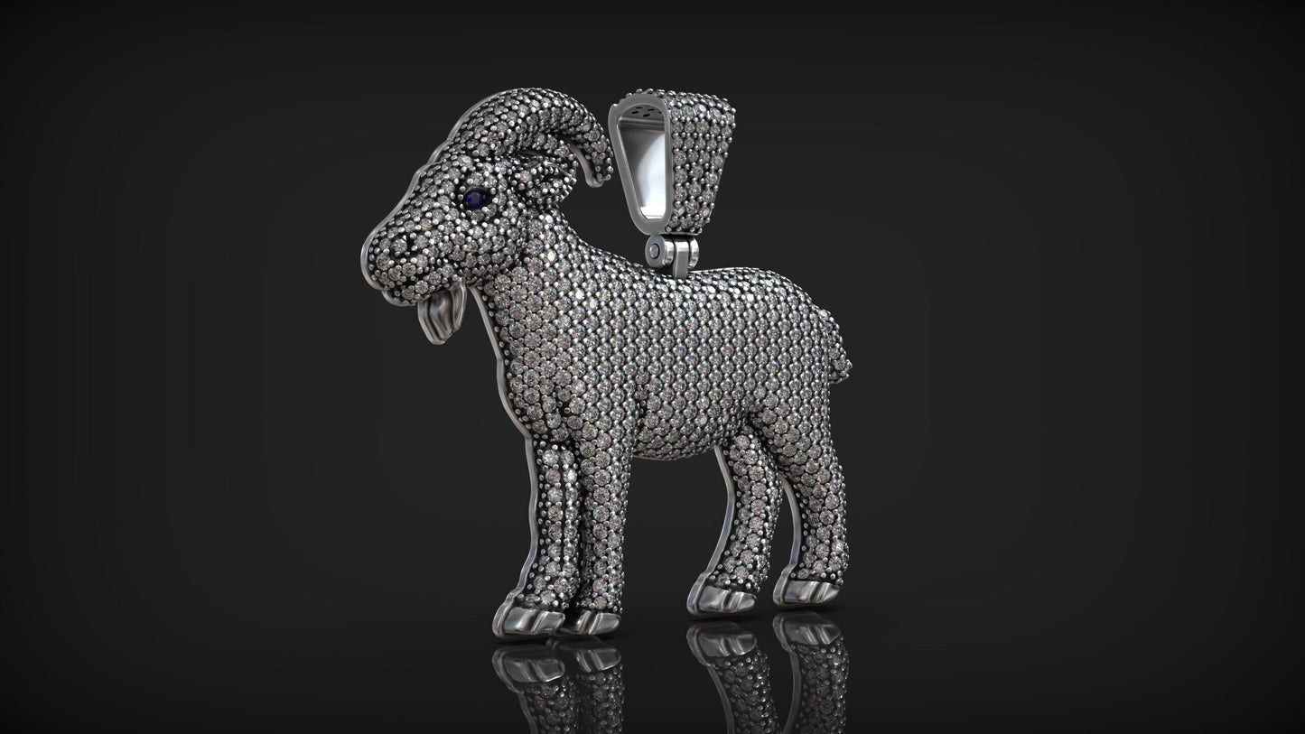 Custom Diamond Iced Out Goat Pendant