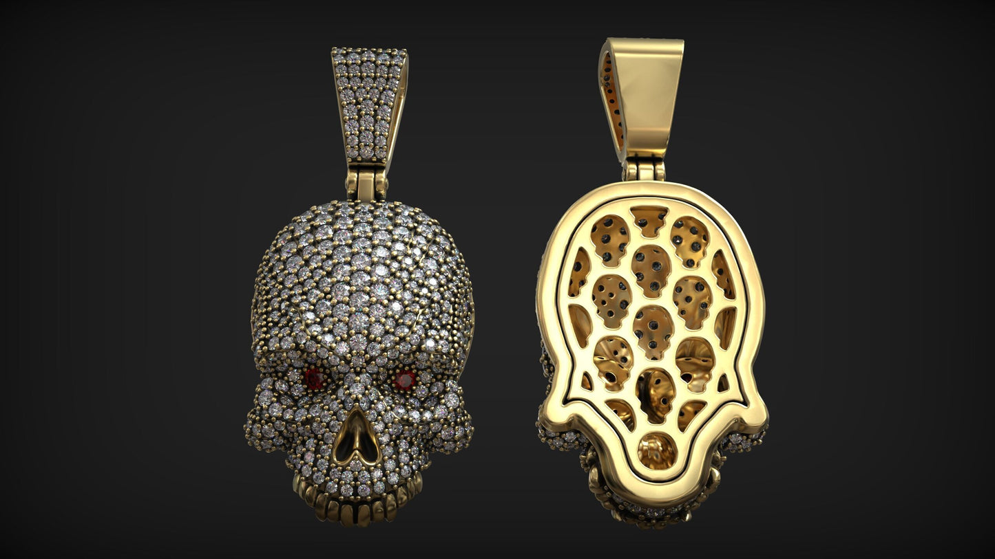 Custom Diamond Iced Out Skull Pendant