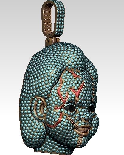 Custom Diamond Chucky Face Pendant