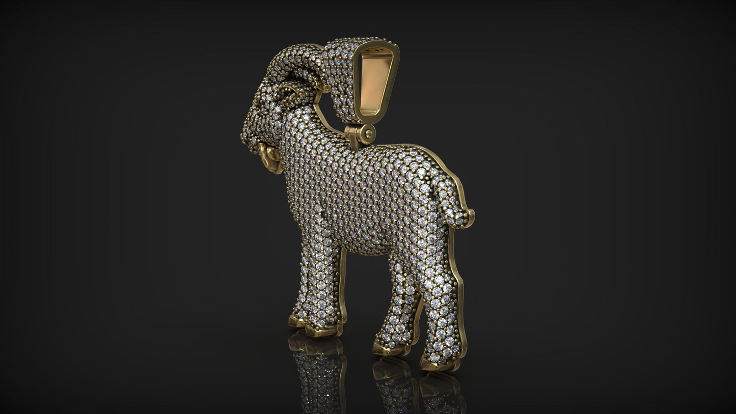 Custom Diamond Iced Out Goat Pendant