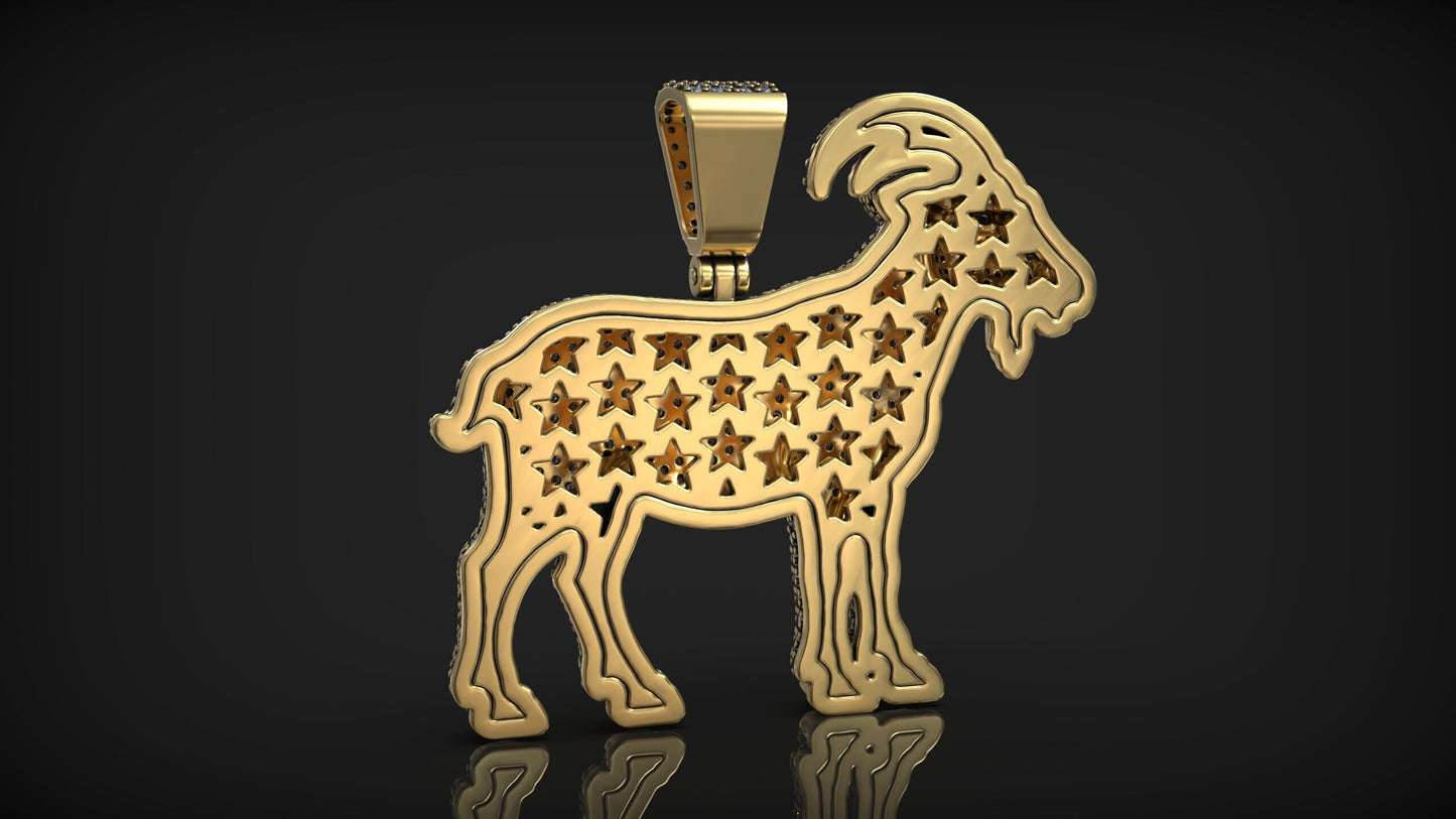 Custom Diamond Iced Out Goat Pendant