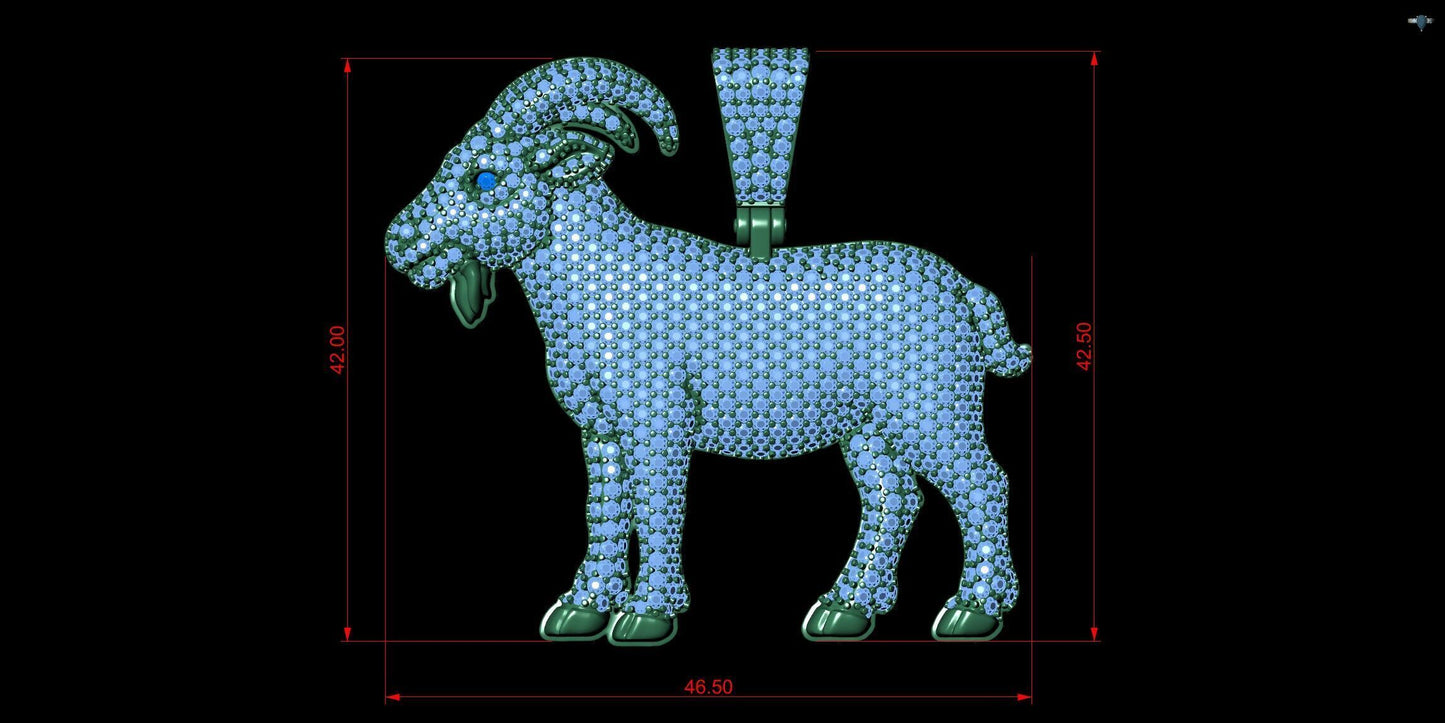 Custom Diamond Iced Out Goat Pendant