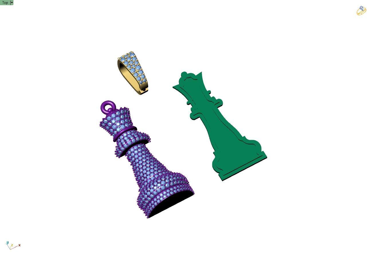 Custom Diamond Chess Piece - Queen Pendant