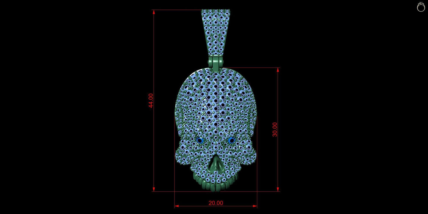 Custom Diamond Iced Out Skull Pendant