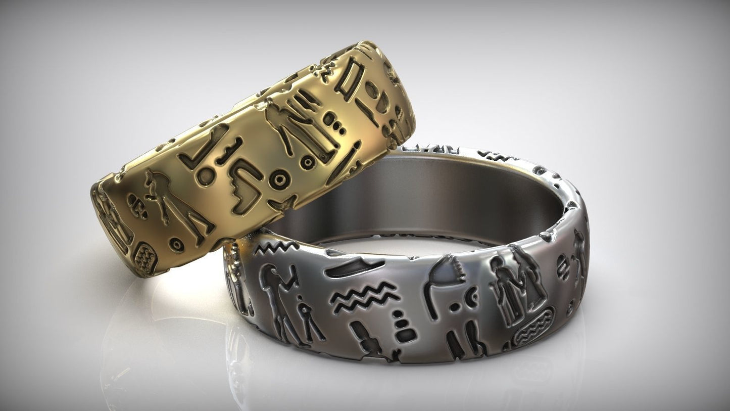 Ancient Egyptian Symbols Amulet Wedding Ring