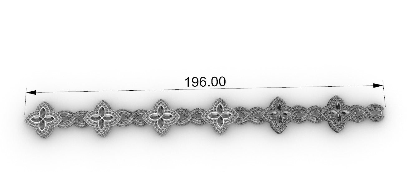 22mm 12.65 Ct Diamond with Sapphire Marquise Flower Infinity Link Bracelet 14K White Gold 7""