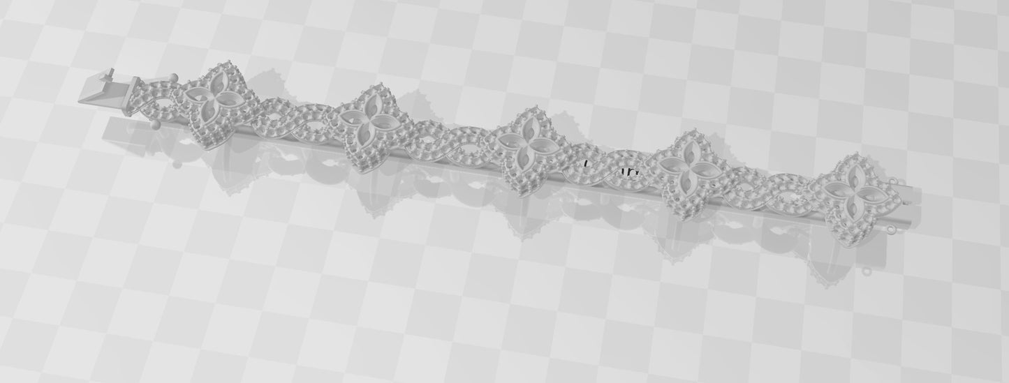 22mm 12.65 Ct Diamond with Sapphire Marquise Flower Infinity Link Bracelet 14K White Gold 7""
