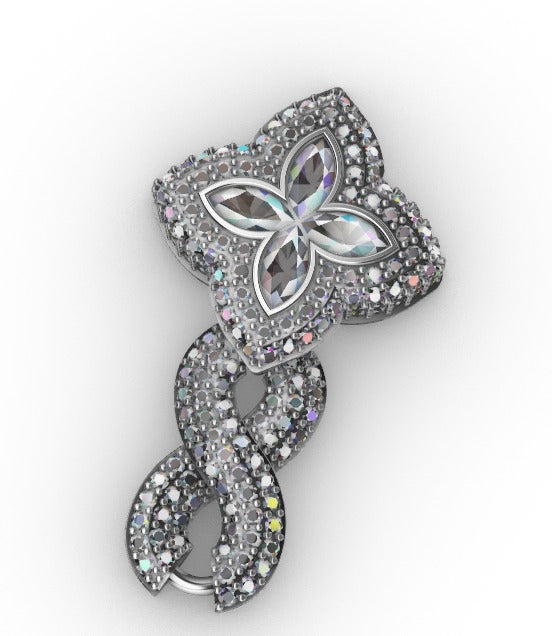 22mm 12.65 Ct Diamond with Sapphire Marquise Flower Infinity Link Bracelet 14K White Gold 7""